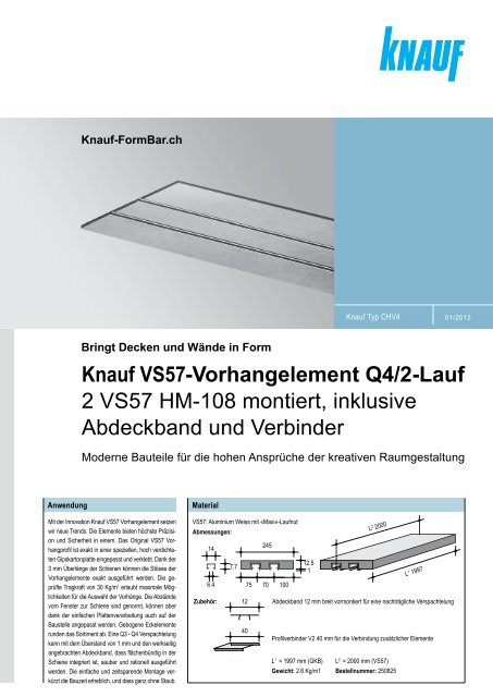 Knauf VS57-Vorhangelement Q4/2-Lauf 2 VS57 ... - Knauf FormBar