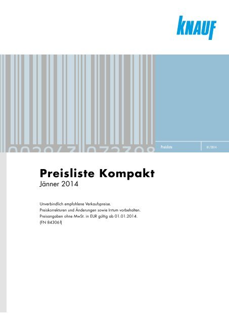 Knauf Preisliste Kompakt, Jänner 2014 2869 KB - Knauf Österreich
