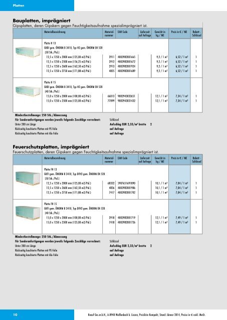 Knauf Preisliste Kompakt, Jänner 2014 2869 KB - Knauf Österreich