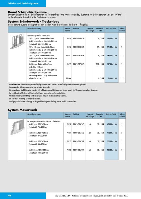 Knauf Preisliste Kompakt, Jänner 2014 2869 KB - Knauf Österreich