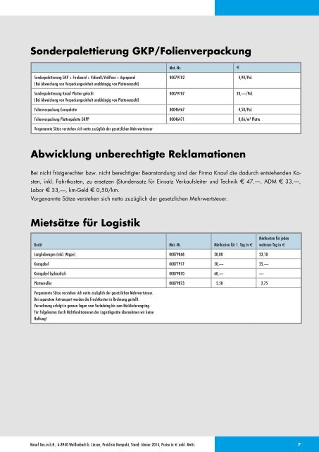 Knauf Preisliste Kompakt, Jänner 2014 2869 KB - Knauf Österreich