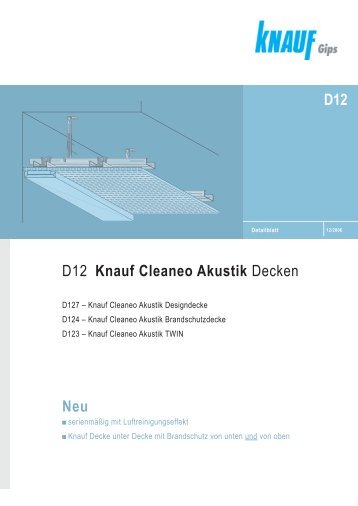 D12 Knauf Cleaneo Akustik Decken Neu D12