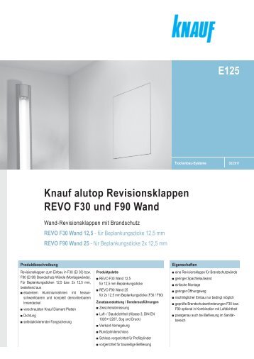 Knauf alutop Revisionsklappen REVO F30 und F90 Wand E125