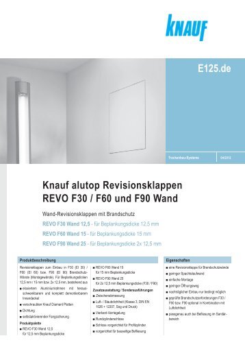 Knauf alutop Revisionsklappen REVO F30 / F60 und F90 Wand ...