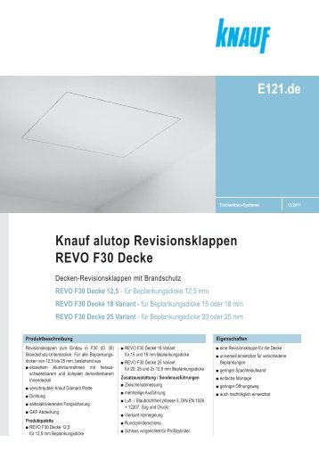 E121.de Knauf alutop Revisionsklappen REVO F30 Decke