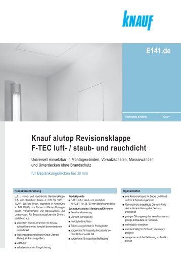 E141.de Knauf alutop Revisionsklappe F-TEC luft- / staub- und ...