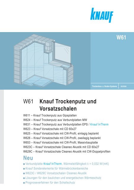 W61 Knauf Trockenputz und Vorsatzschalen W61 Neu