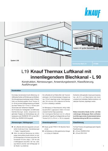 L19 Knauf Thermax Luftkanal mit innenliegendem Blechkanal - L 90