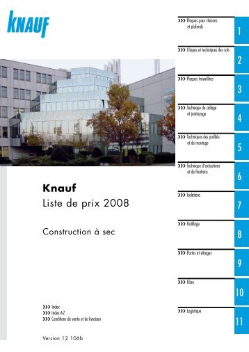 1 2 3 4 5 6 7 8 9 10 11 Knauf Liste de prix 2008 - Knauf AG