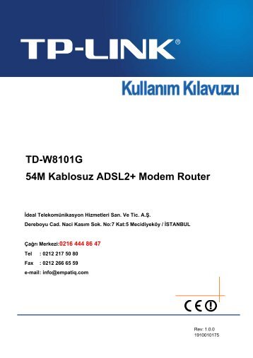 TD-W8101G 54M Kablosuz  ADSL2+ Modem Router