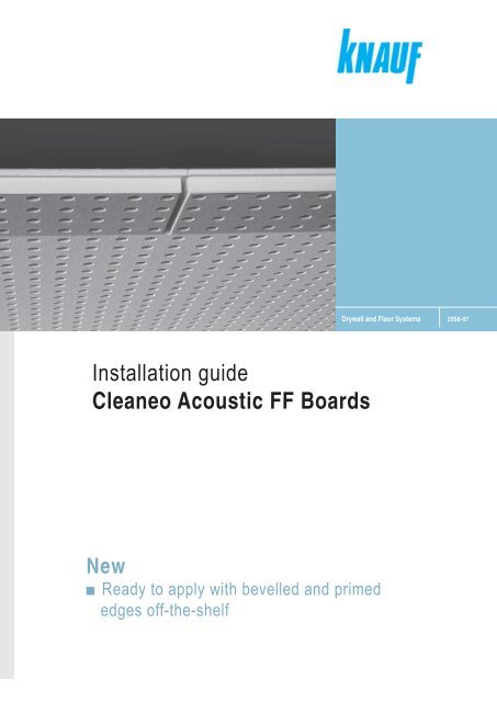 Installation Guide Cleaneo Acoustic Ff Boards Knauf