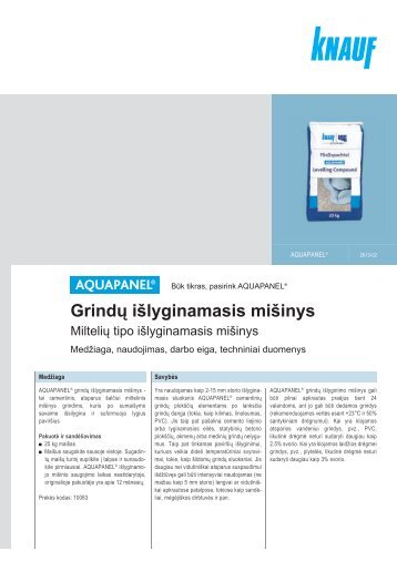 AQUAPANEL Levelling Compound Grind išlyginamasis ... - Knauf