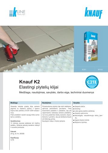 Knauf K2 plytelių klijų tech. instrukcijos (PDF / 561 KB)