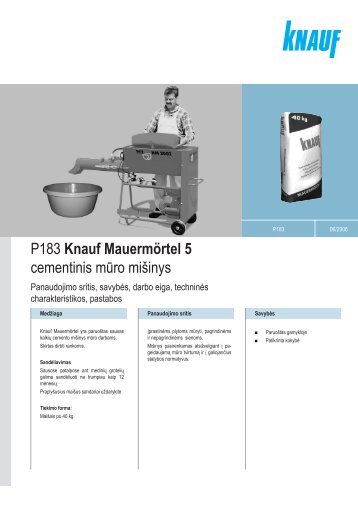 Mauermörtel 5 - tech. duomenys ir instrukcija (PDF / 818 KB) - Knauf