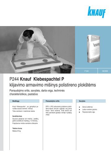 P244 Knauf Klebespachtel P klijavimo armavimo mišinys polistireno ...