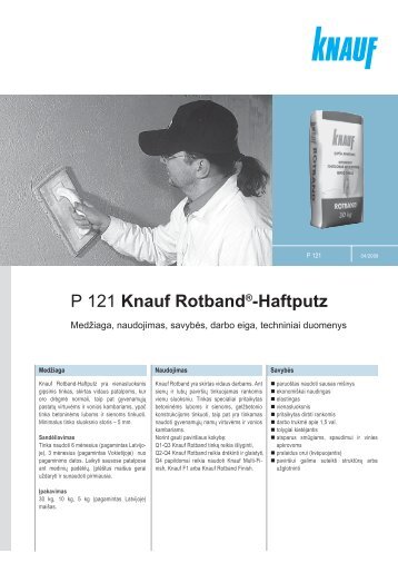Rotband - tech. duomenys ir instrukcija (PDF / 377 KB) - Knauf
