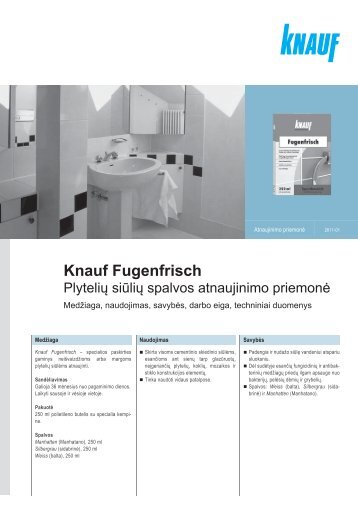 Fugenfrisch - tech. duomenys ir instrukcija (PDF / 552 KB) - Knauf