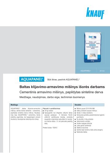 AQUAPANEL Exterior Basecoat White baltas klijavimo ... - Knauf