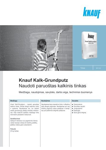 Knauf Kalk-Grundputz Naudoti paruoštas kalkinis tinkas