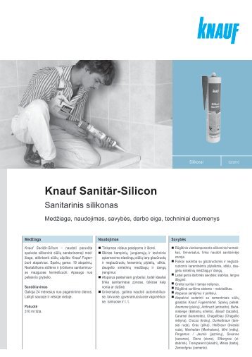Silicon Sanitär - tech. duomenys ir instrukcija (PDF / 221 KB) - Knauf