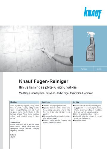 Fugen Reininger - tech. duomenys ir instrukcija (PDF / 180 KB) - Knauf