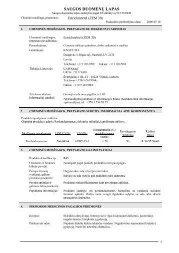 Estrichmortel saugos duomenų lapas 118 KB - Knauf Lietuva