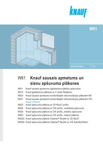 W61 W61 Knauf sausais apmetums un sienu apšuvuma plāksnes