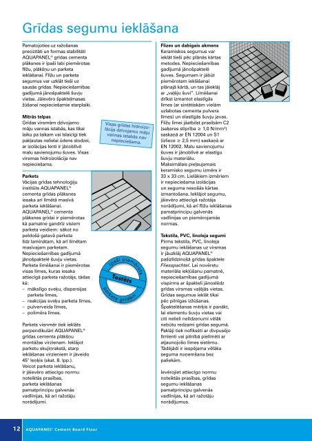Aquapanel Floor, cementa plāksne grīdai, buklets (PDF ... - Knauf