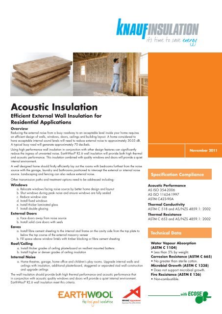 External Wall Acoustic Insulation Datasheet