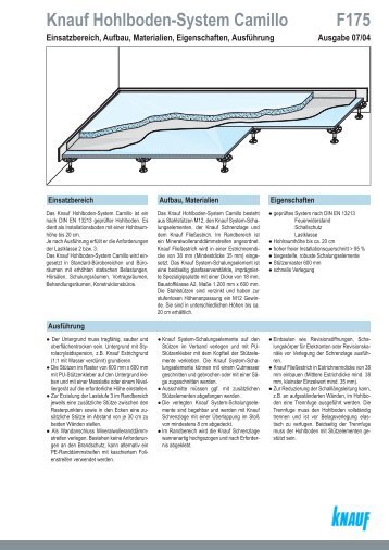 Knauf Hohlboden-System Camillo F175