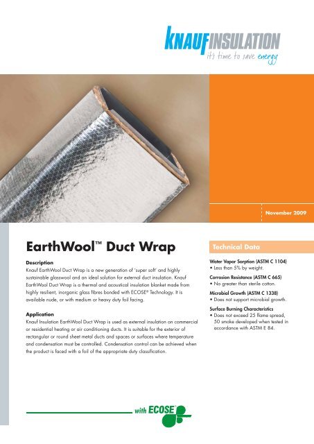 EarthWoolâ¢ Duct Wrap - Knauf Insulation New Zealand