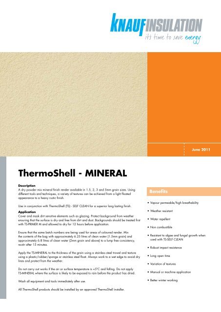 Datasheet - ThermoShell TS Mineral - Knauf Insulation