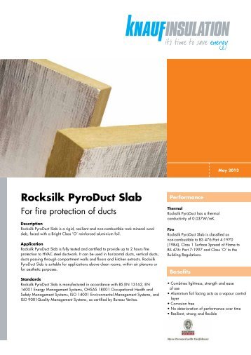 Datasheet - Rocksilk PyroDuct Slab - Knauf Insulation