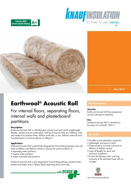 EarthwoolÂ® Acoustic Roll - Knauf Insulation