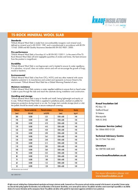 ThermoShell Rock Mineral Wool Slab - Knauf Insulation