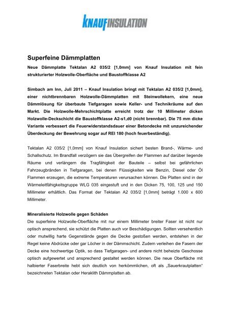 Superfeine DÃ¤mmplatten - Knauf Insulation