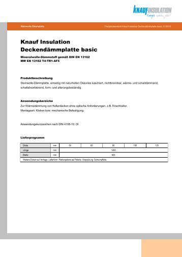 Knauf Insulation DeckendÃ¤mmplatte basic