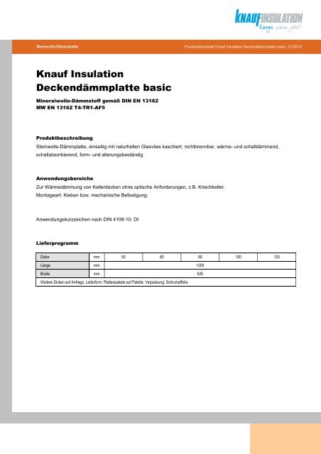 Knauf Insulation DeckendÃ¤mmplatte basic