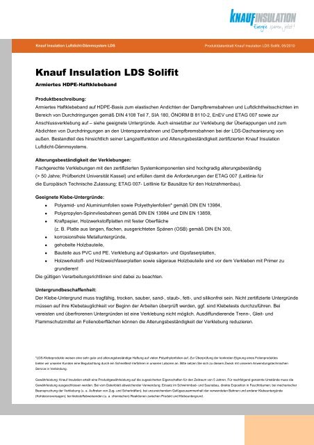 Armiertes Haftklebeband Knauf Insulation LDS Solitop Klebeband – 40 M, 60 Mm, Für Dachsanierung & Luftdichtheit Knauf Solitop 60 Mm