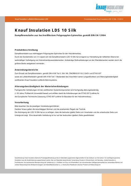 Knauf Insulation LDS 10 Silk