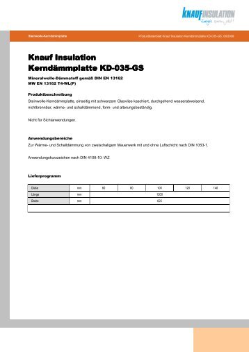 Knauf Insulation KerndÃ¤mmplatte KD-035-GS