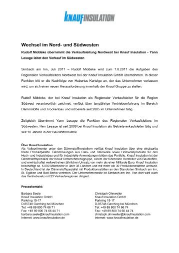 Wechsel im Nord- und SÃ¼dwesten - Knauf Insulation