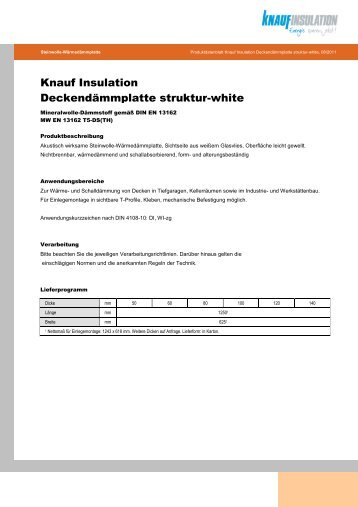 Knauf Insulation DeckendÃ¤mmplatte struktur-white