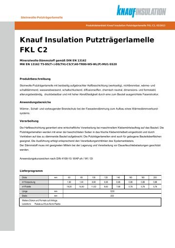 Knauf Insulation PutztrÃ¤gerlamelle FKL C2