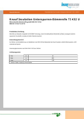 UntersparrendÃ¤mmrolle TI 432 U - Knauf Insulation