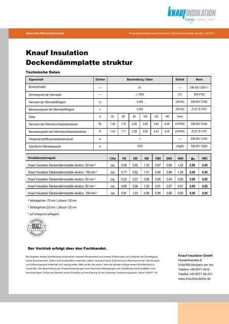 Knauf Insulation DeckendÃ¤mmplatte struktur