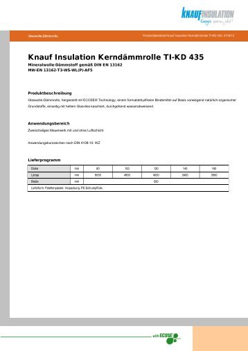 Knauf Insulation KerndÃ¤mmrolle TI-KD 435