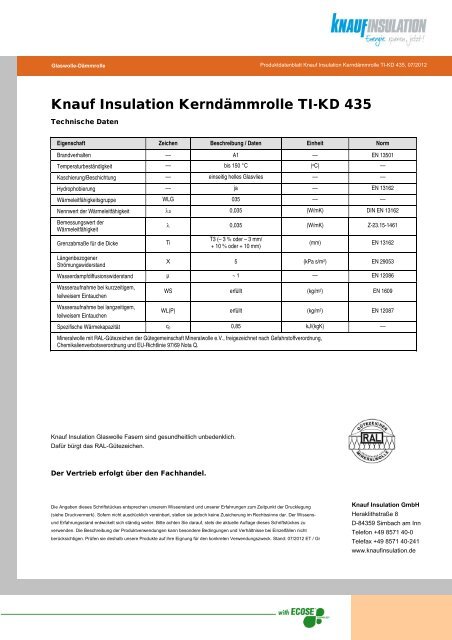 Knauf Insulation KerndÃ¤mmrolle TI-KD 435