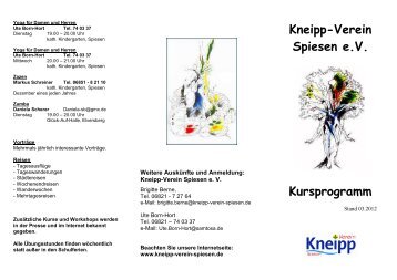 Kursprogramm 03.2012 - Kneipp-Verein Spiesen eV