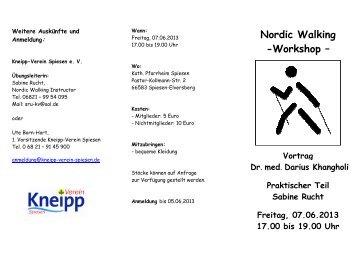 Nordic Walking -Workshop - Kneipp-Verein Spiesen eV